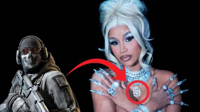 Cardi B Sports Modern Warfare 2 Necklace in Music Video